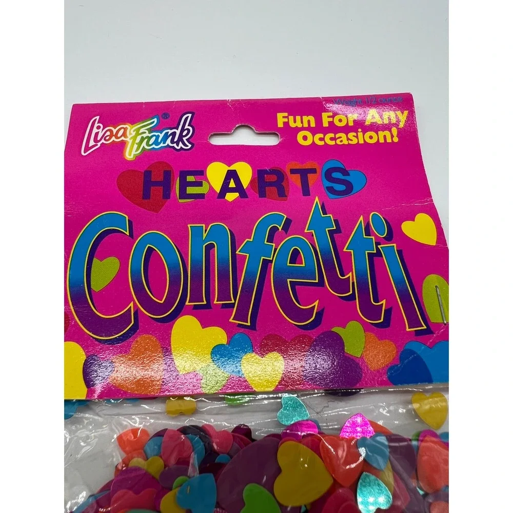 Lisa Frank Hearts Confetti Vintage 0.5 oz Multicolor Rainbow Heart Shape NEW 90s